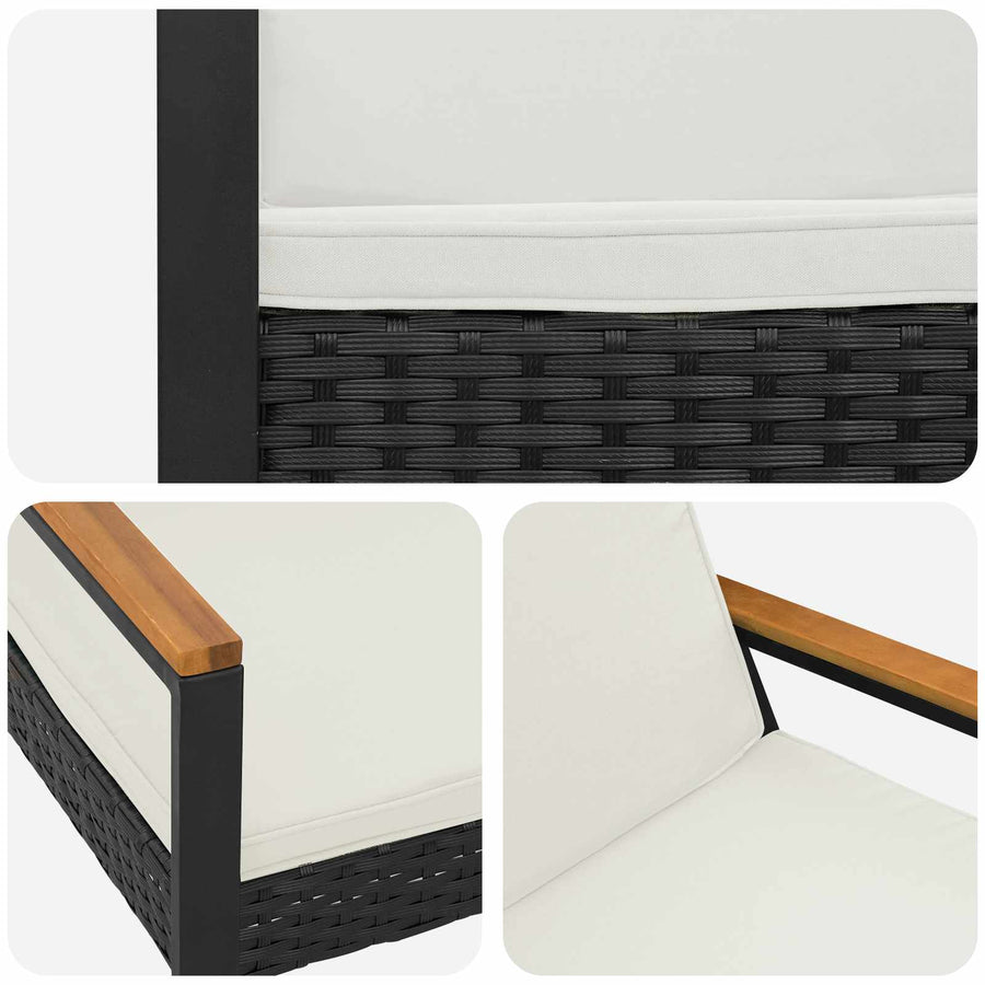 Tuinbank Zwart en Cream Wit 107 x 61 x 80 cm poly rattan