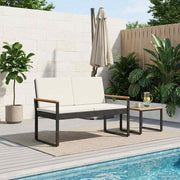 Tuinbank 107x61x80 cm poly rattan zwart cream