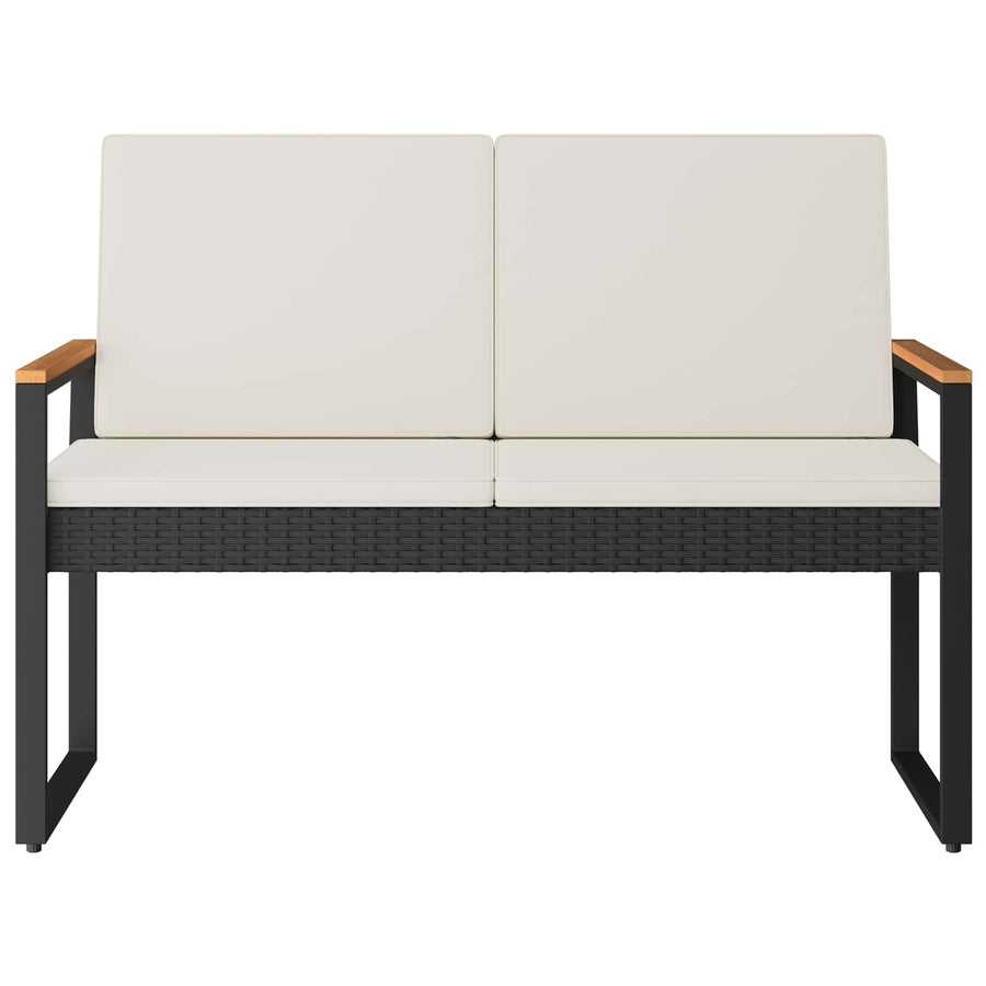 Tuinbank Zwart en Cream Wit 107 x 61 x 80 cm poly rattan