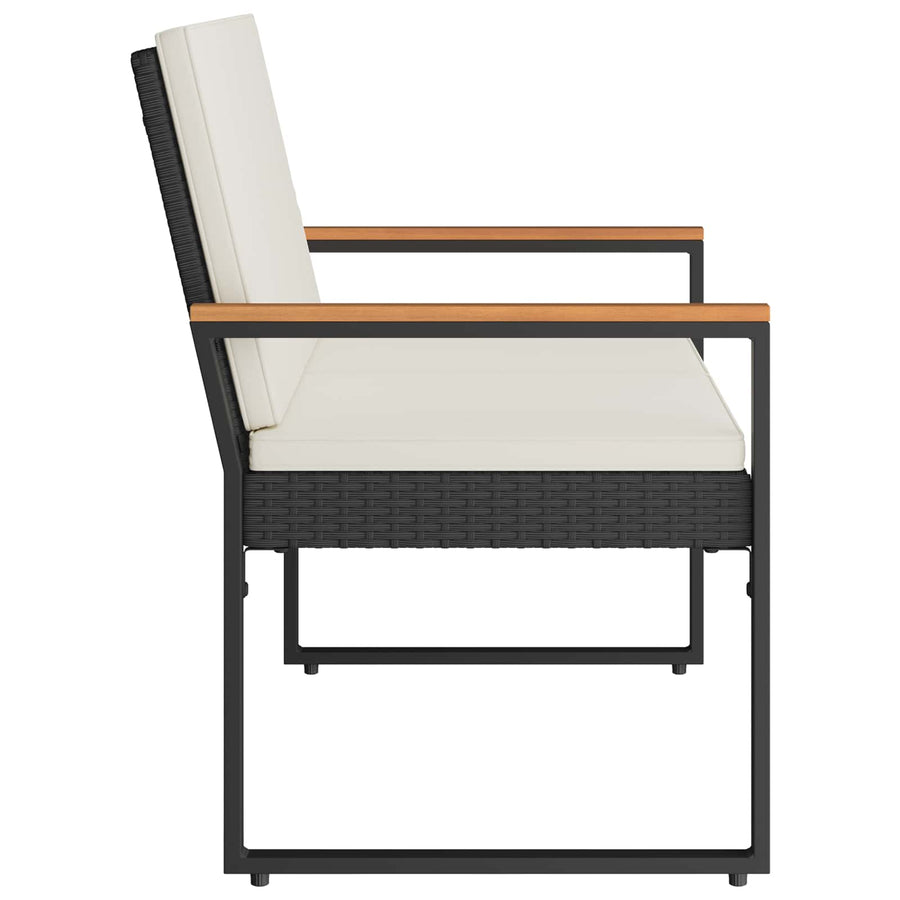 Tuinbank Zwart en Cream Wit 107 x 61 x 80 cm poly rattan
