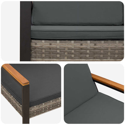 Tuinbank Grijs en Donkergrijs 107 x 61 x 80 cm poly rattan