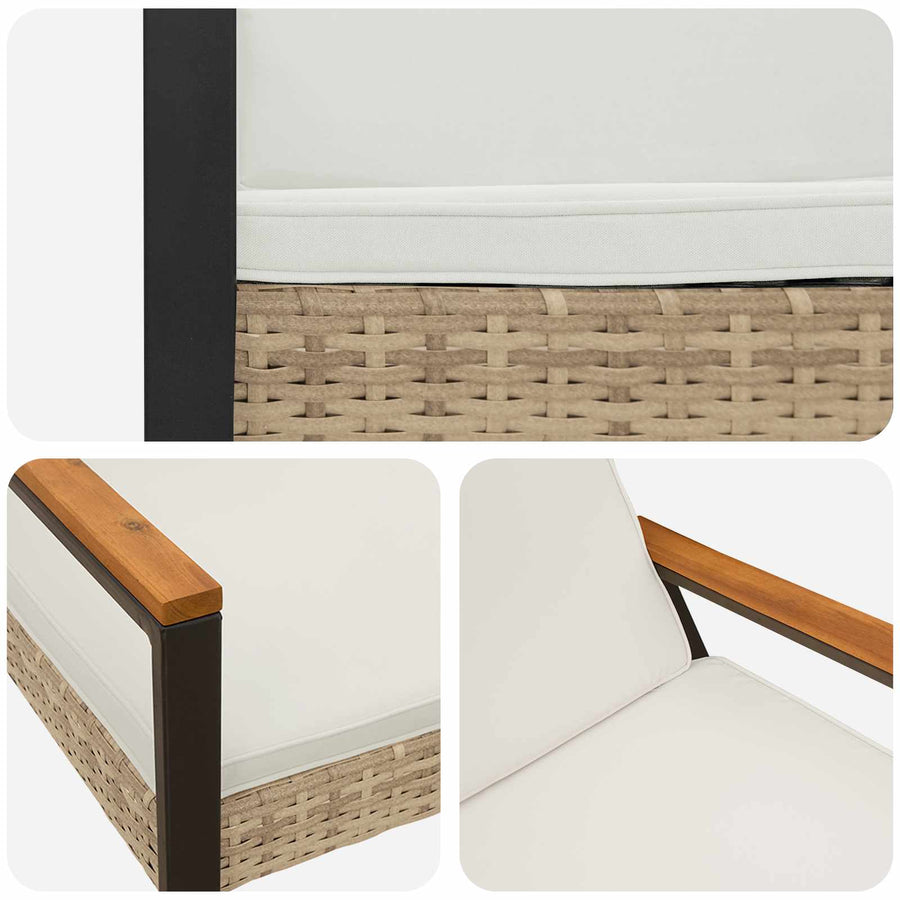 Tuinbank Beige en Crème Wit 107 x 61 x 80 cm poly rattan