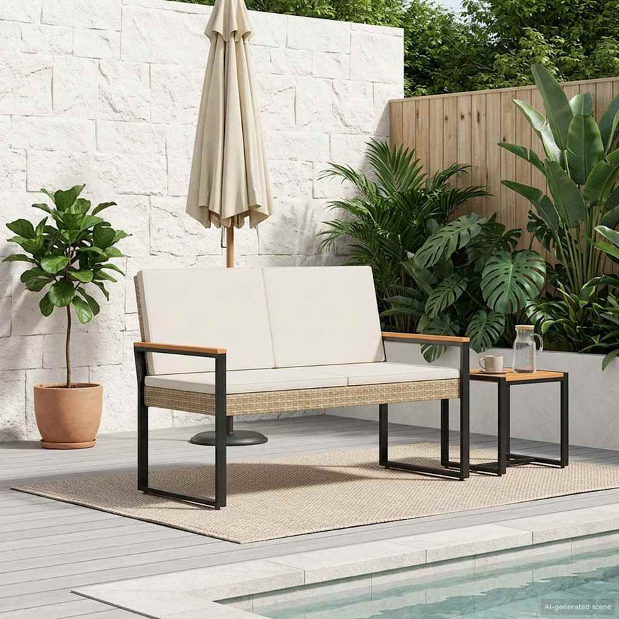 Tuinbank Beige en Crème Wit 107 x 61 x 80 cm poly rattan