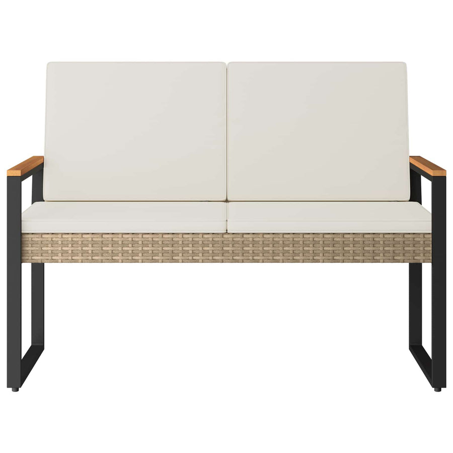 Tuinbank Beige en Crème Wit 107 x 61 x 80 cm poly rattan