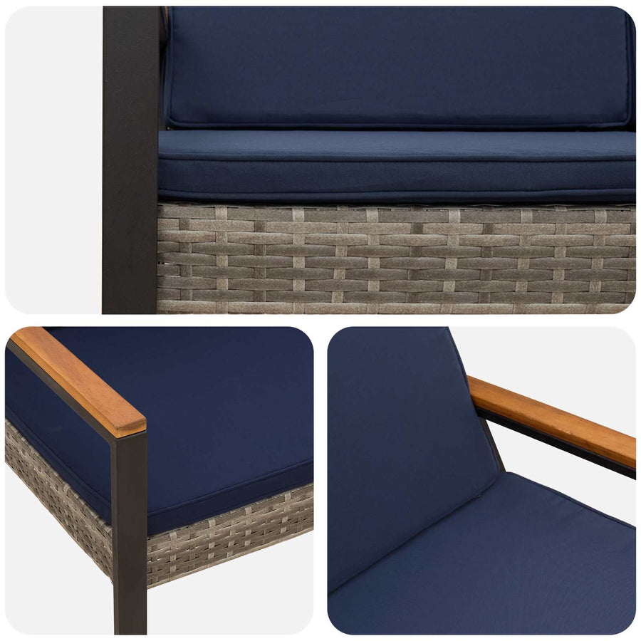 Tuinbank Grijs en Marineblauw 107 x 61 x 80 cm poly rattan