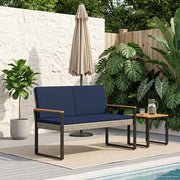 Tuinbank poly rattan grijs marineblauw 107x61x80 cm