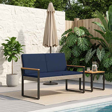 Tuinbank Grijs en Marineblauw 107 x 61 x 80 cm poly rattan