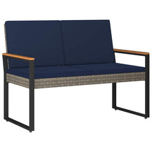Tuinbank Grijs en Marineblauw 107 x 61 x 80 cm poly rattan