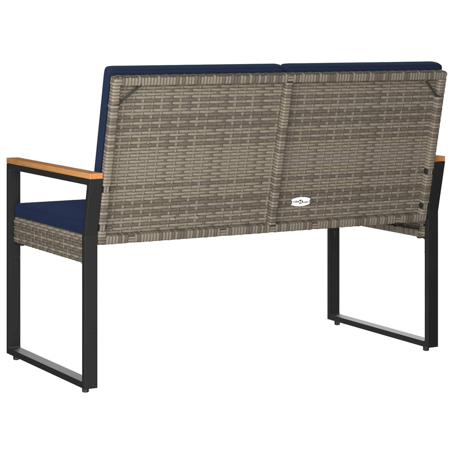 Tuinbank Grijs en Marineblauw 107 x 61 x 80 cm poly rattan
