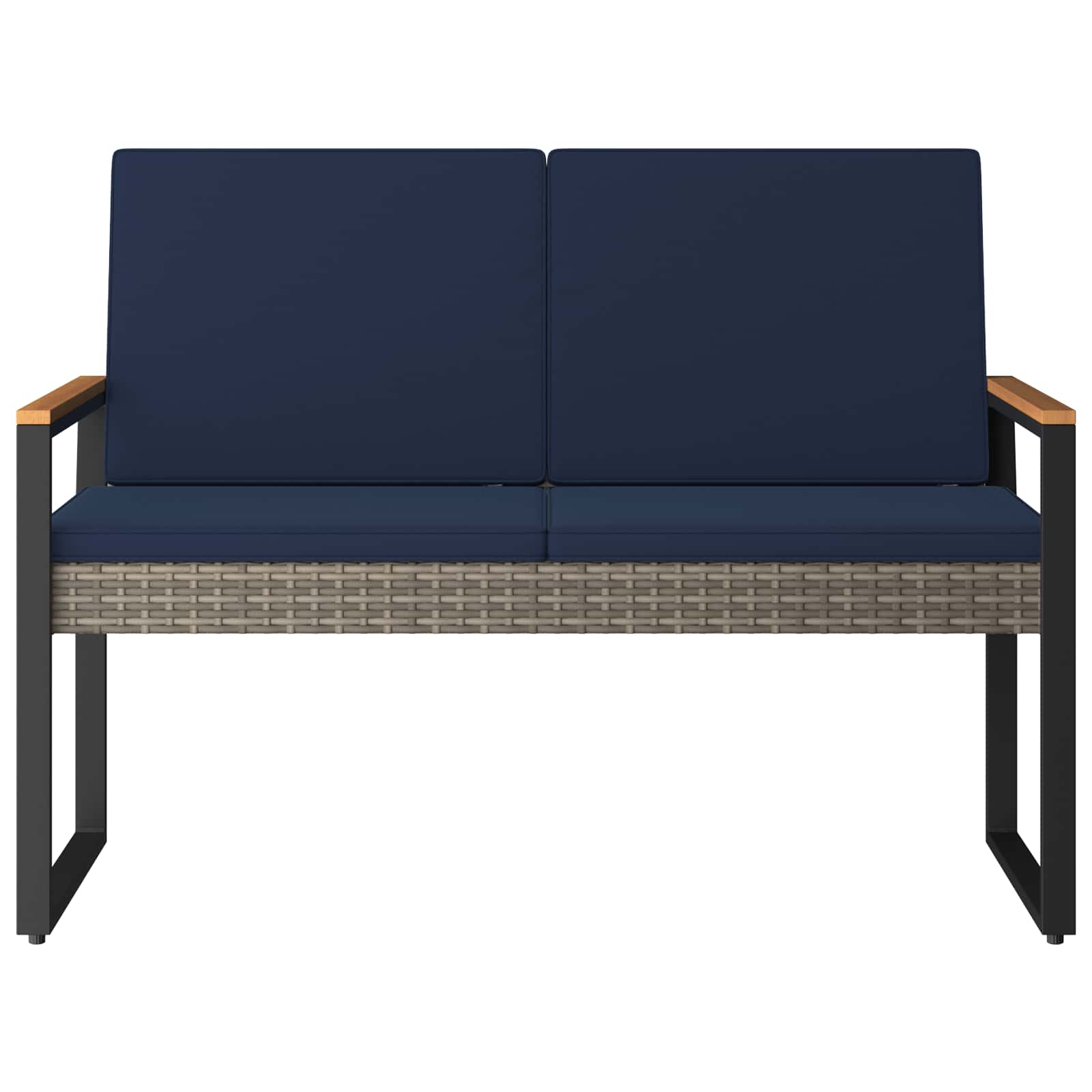 Tuinbank Grijs en Marineblauw 107 x 61 x 80 cm poly rattan