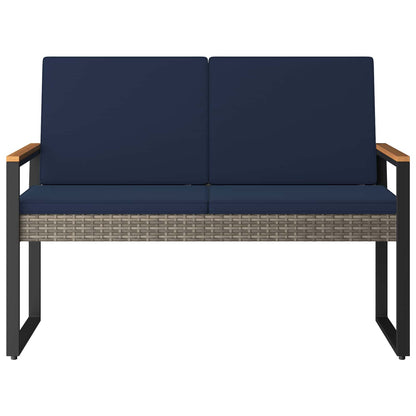 Tuinbank Grijs en Marineblauw 107 x 61 x 80 cm poly rattan