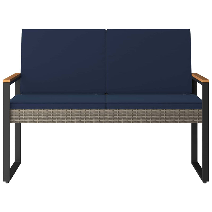 Tuinbank Grijs en Marineblauw 107 x 61 x 80 cm poly rattan