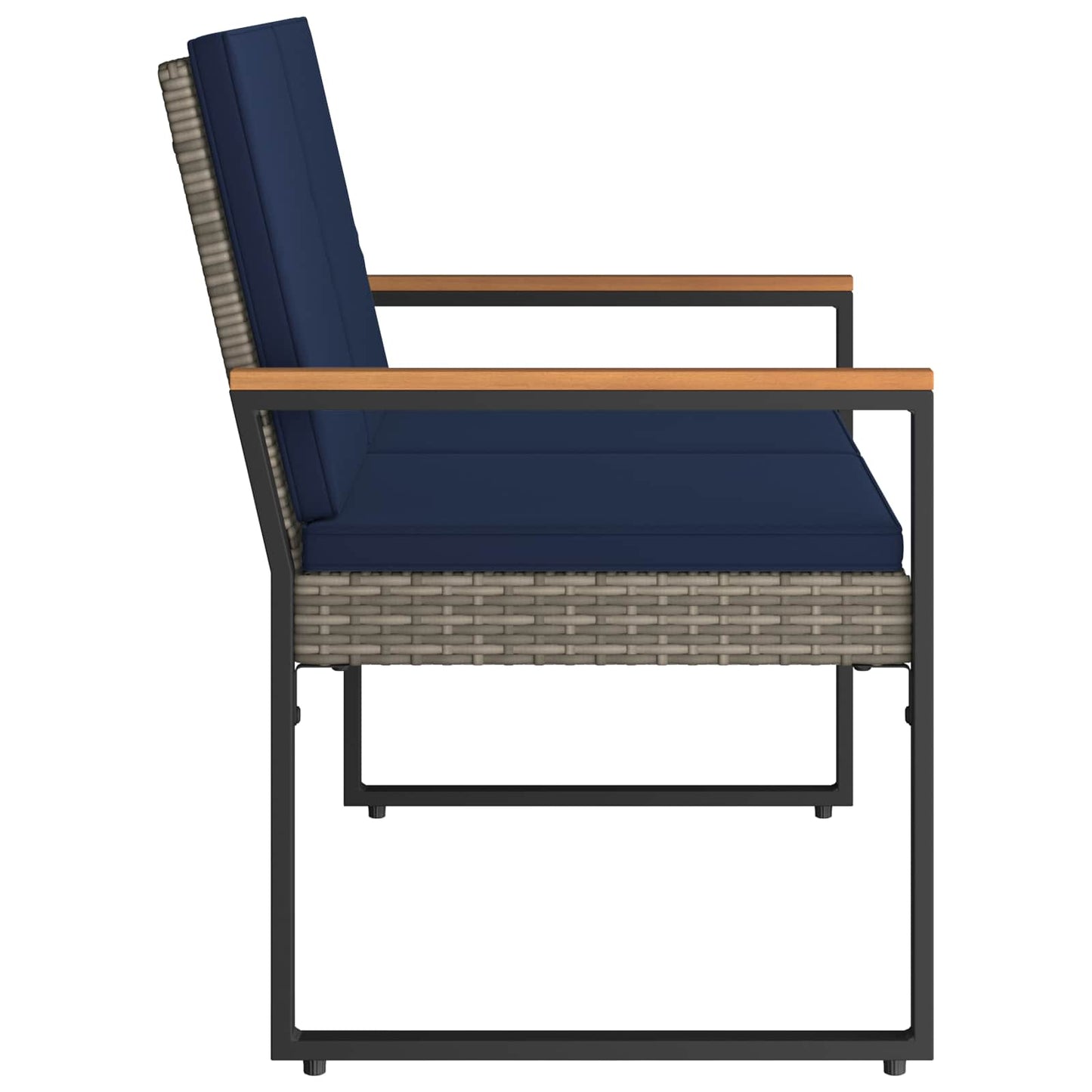 Tuinbank Grijs en Marineblauw 107 x 61 x 80 cm poly rattan