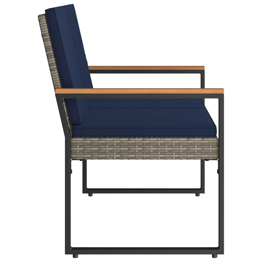 Tuinbank Grijs en Marineblauw 107 x 61 x 80 cm poly rattan