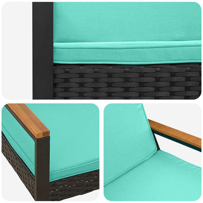 Tuinbank Zwart en Turquoise 107 x 61 x 80 cm poly rattan