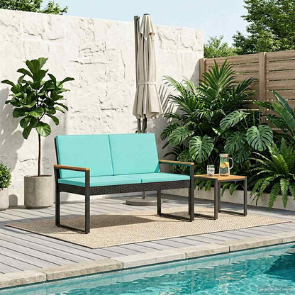 Tuinbank Zwart en Turquoise 107 x 61 x 80 cm poly rattan