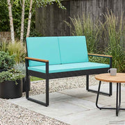 Tuinbank poly rattan 107x61x80 cm zwart turquoise