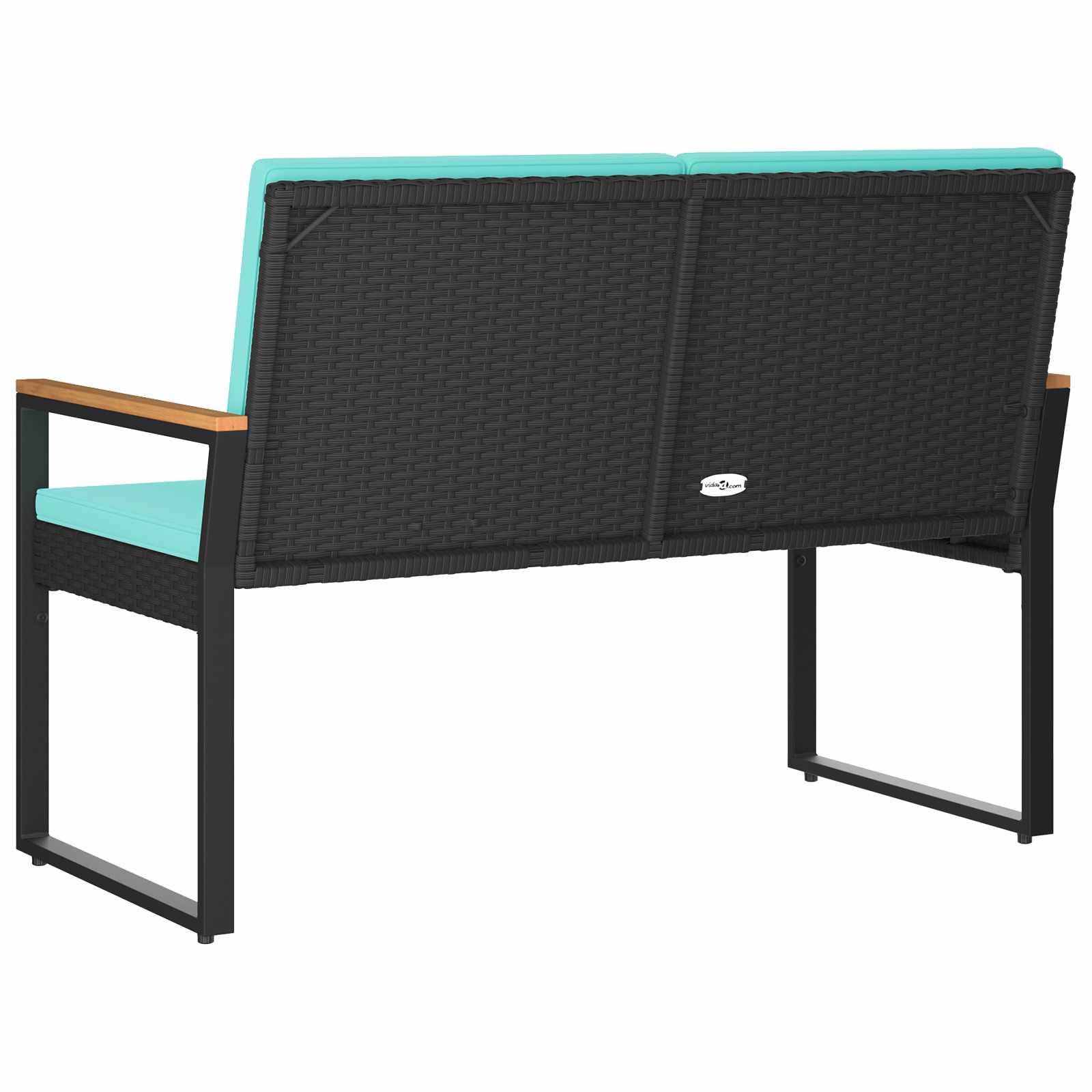 Tuinbank Zwart en Turquoise 107 x 61 x 80 cm poly rattan