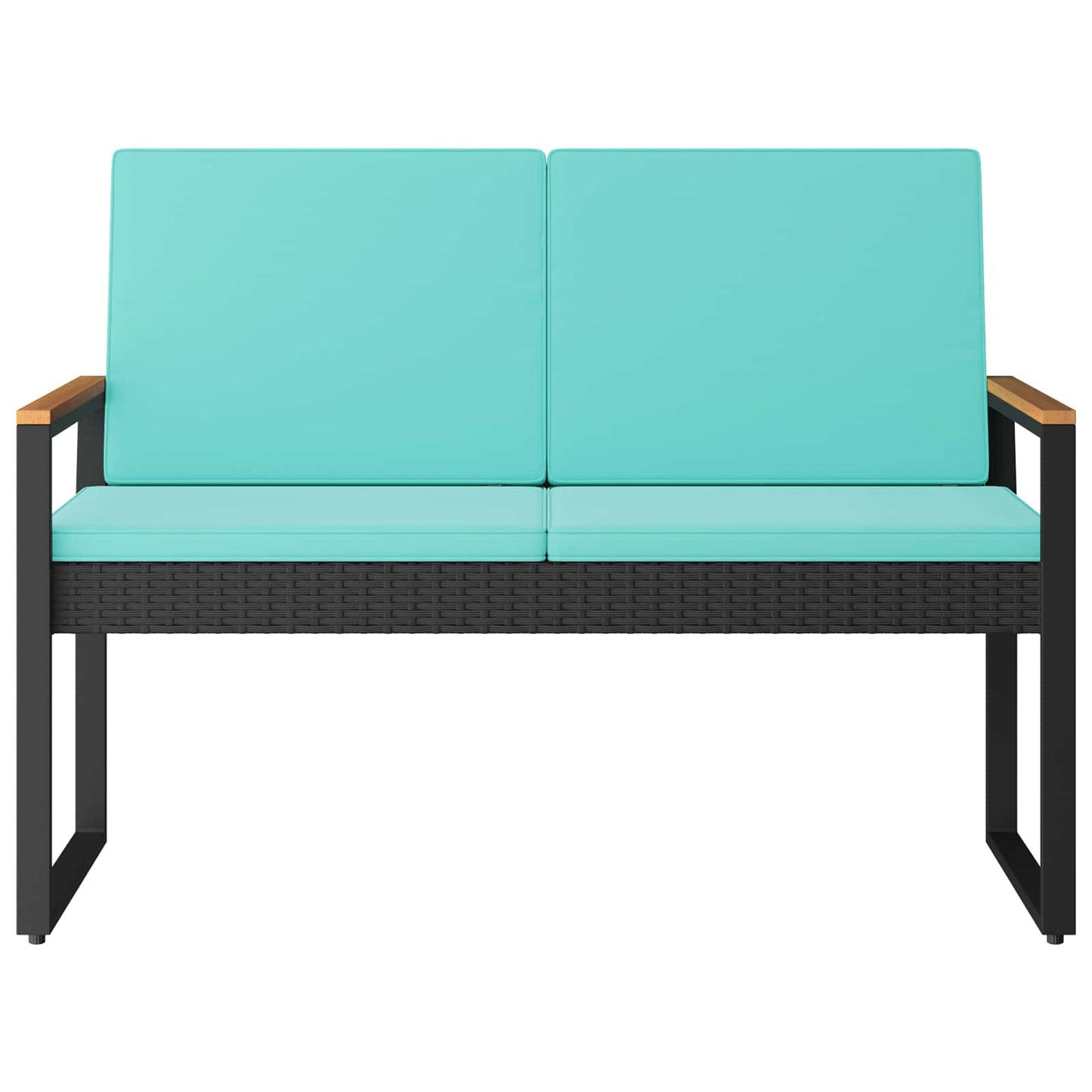 Tuinbank Zwart en Turquoise 107 x 61 x 80 cm poly rattan