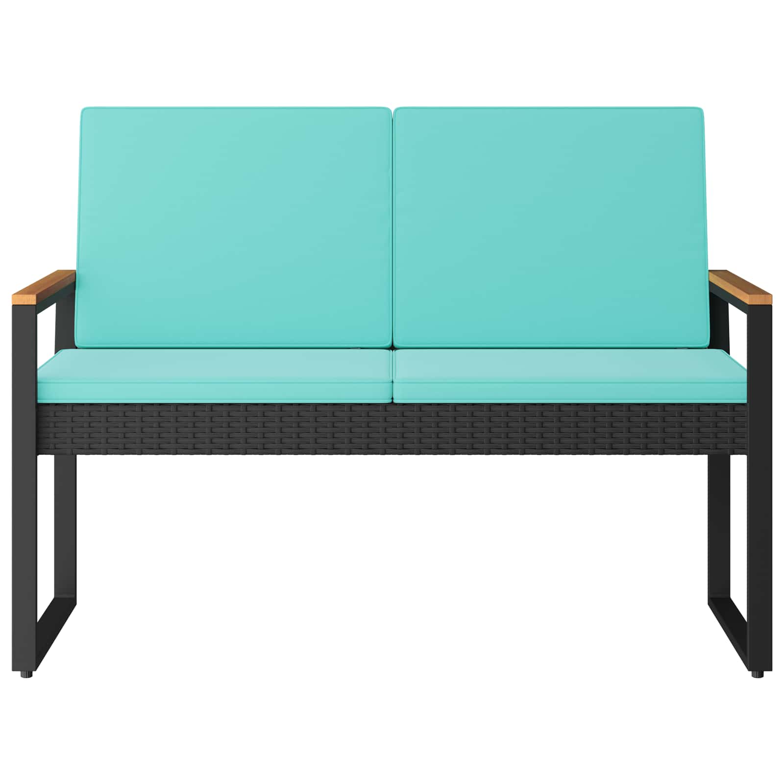 Tuinbank Zwart en Turquoise 107 x 61 x 80 cm poly rattan