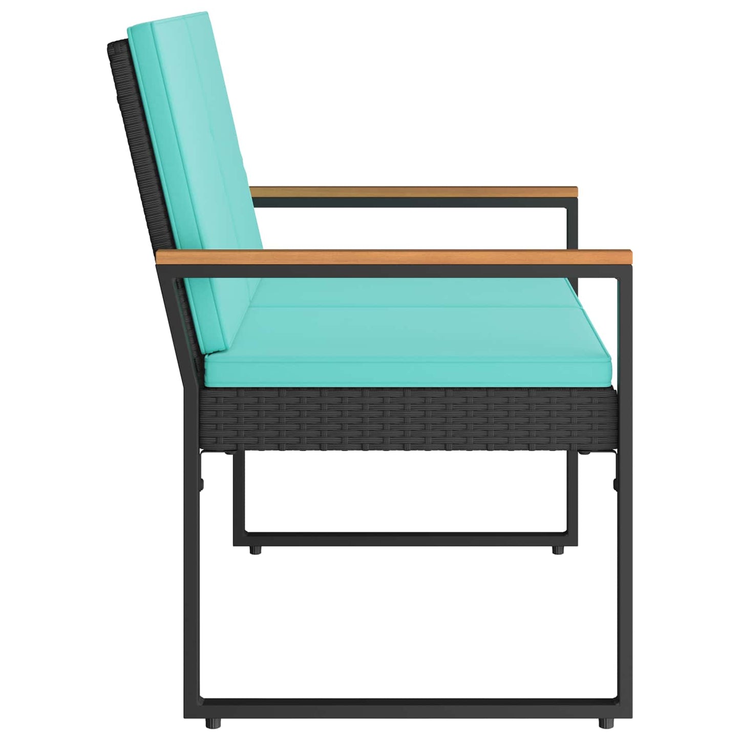 Tuinbank Zwart en Turquoise 107 x 61 x 80 cm poly rattan