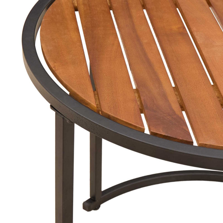 Koffietafel Set 2 pcs Naturel en Zwart Massief Acaciahout