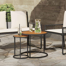 Koffietafel Set 2 pcs Naturel en Zwart Massief Acaciahout