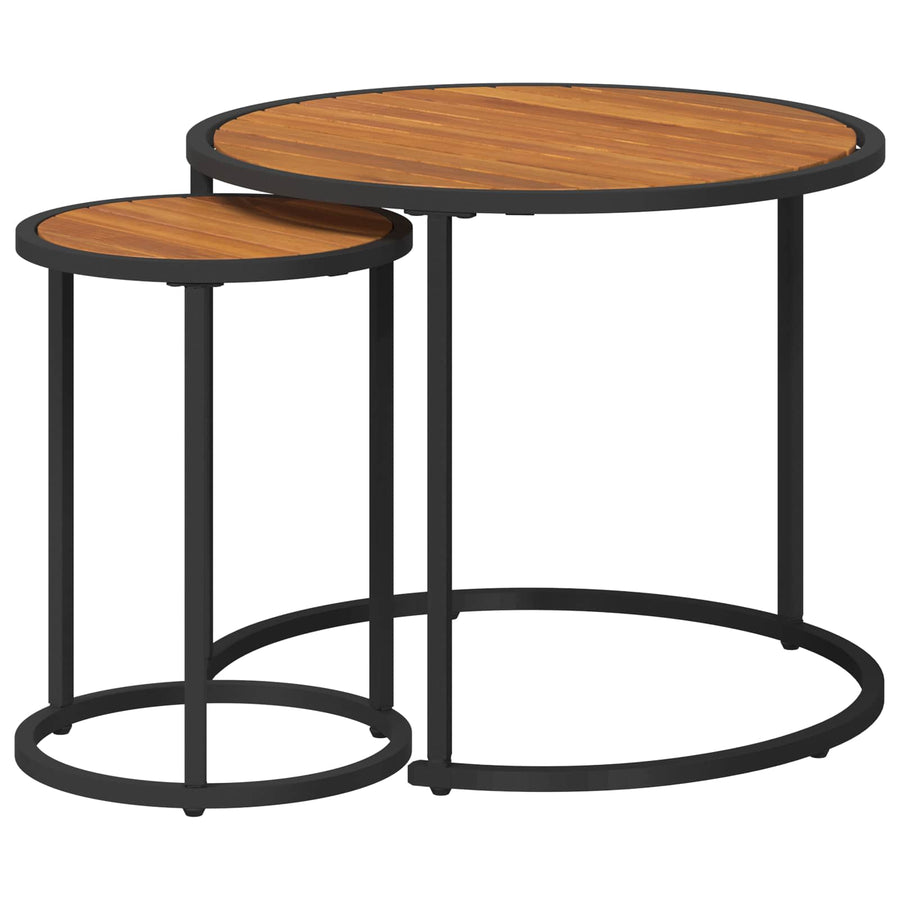 Koffietafel Set 2 pcs Naturel en Zwart Massief Acaciahout