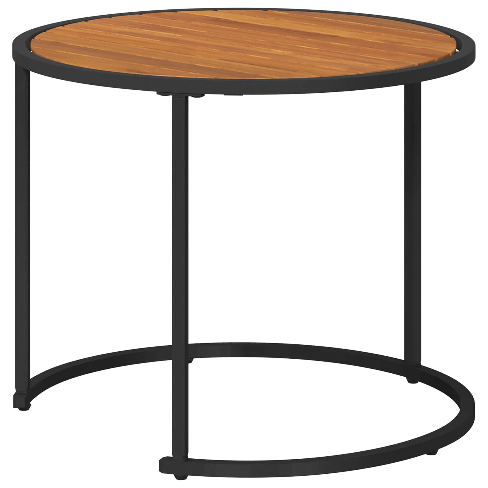 Koffietafel Set 2 pcs Naturel en Zwart Massief Acaciahout