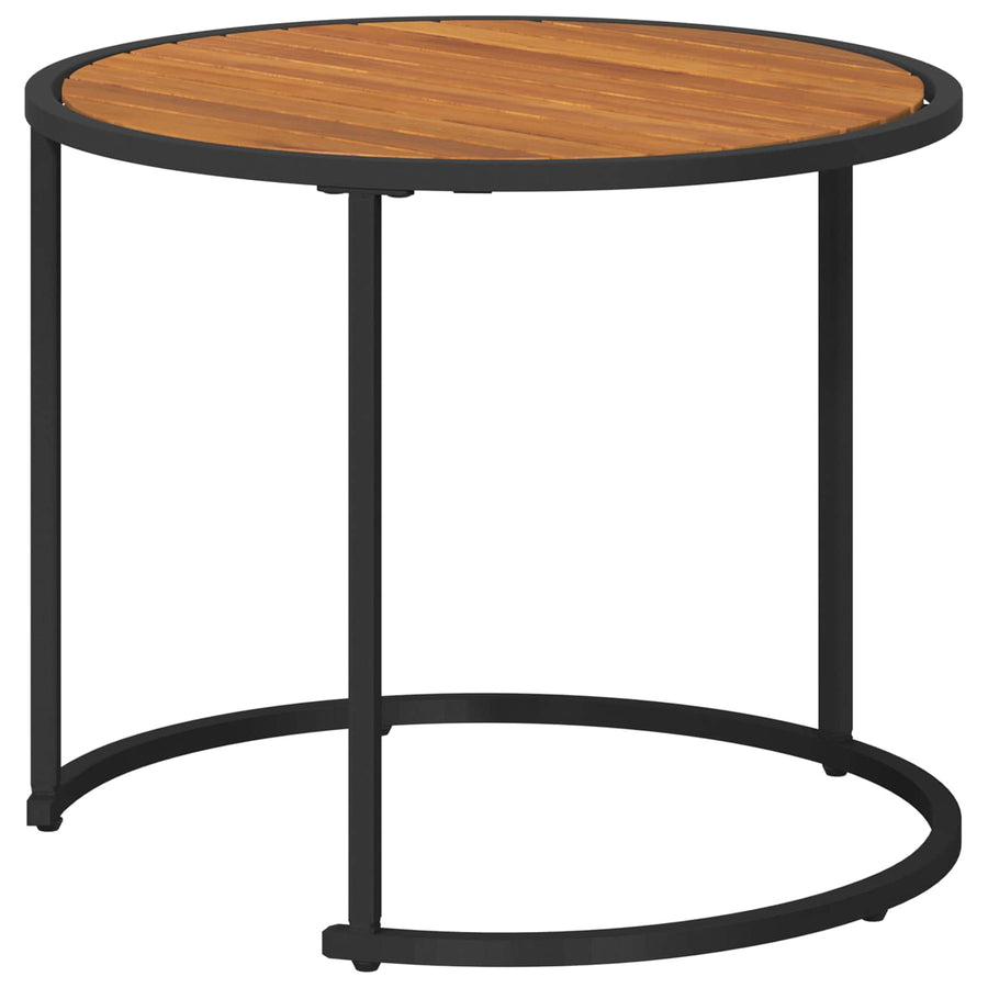 Koffietafel Set 2 pcs Naturel en Zwart Massief Acaciahout