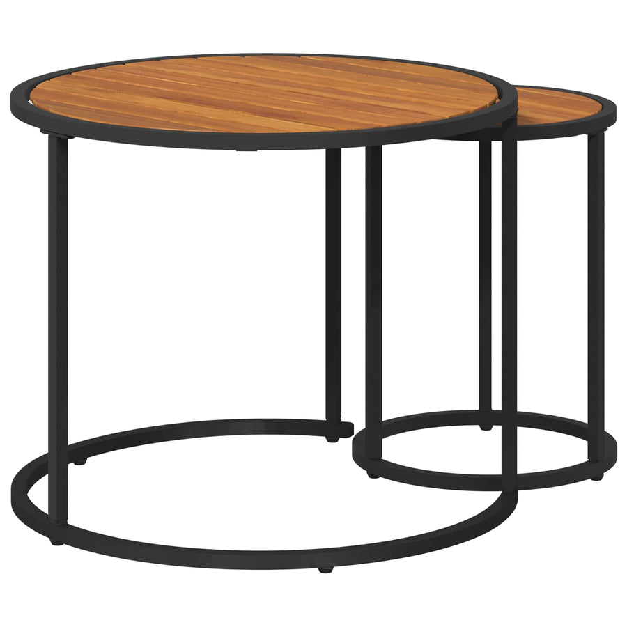 Koffietafel Set 2 pcs Naturel en Zwart Massief Acaciahout