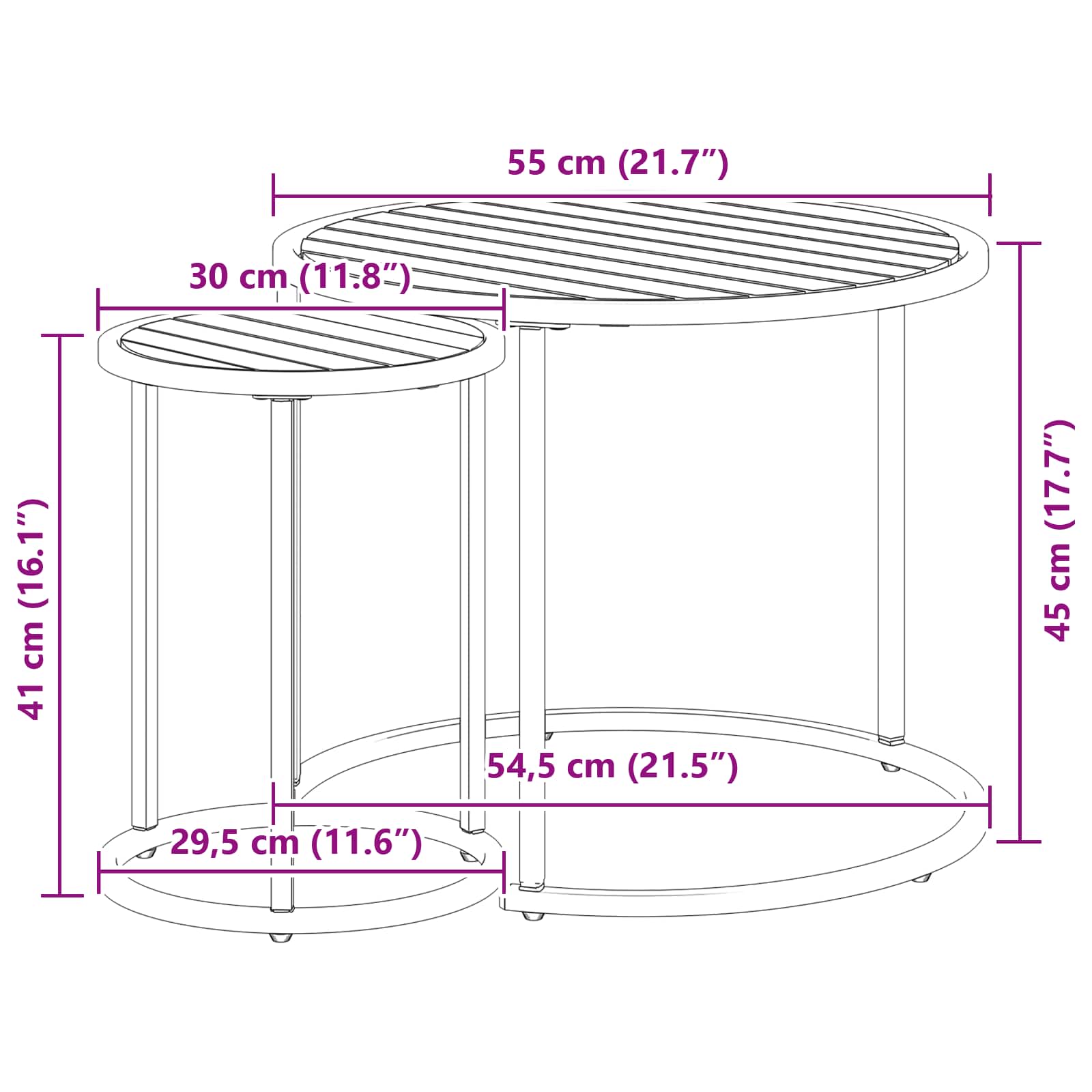 Koffietafel Set 2 pcs Naturel en Zwart Massief Acaciahout