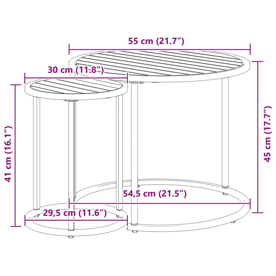 Koffietafel Set 2 pcs Naturel en Zwart Massief Acaciahout