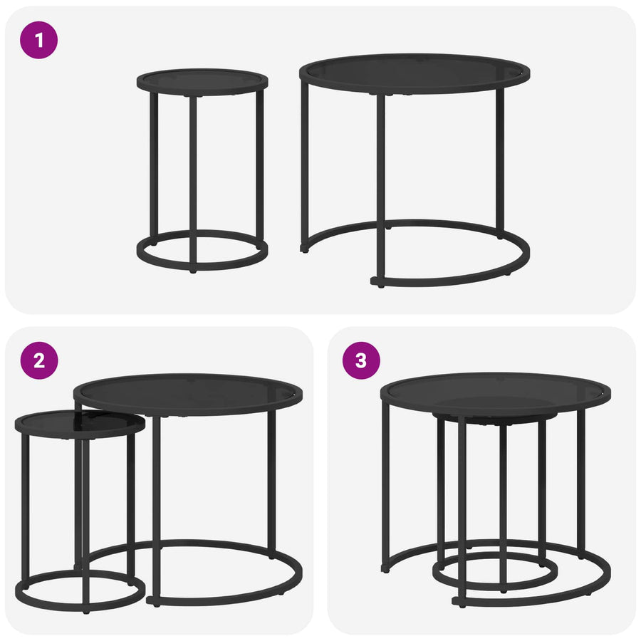 Koffietafel Set 2 pcs 55 x 55 x 45 cm staal