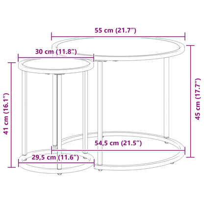 Koffietafel Set 2 pcs 55 x 55 x 45 cm staal