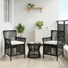 Tuinstoel poly rattan zwart crème 61x58x83 cm