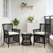 Tuinstoel poly rattan zwart crème 61x58x83 cm