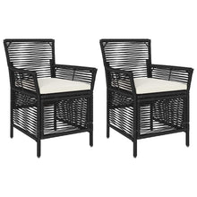 Buitenstoel met kussen 2 pcs Zwart en Crème poly rattan