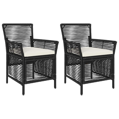 Buitenstoel met kussen 2 pcs Zwart en Crème poly rattan