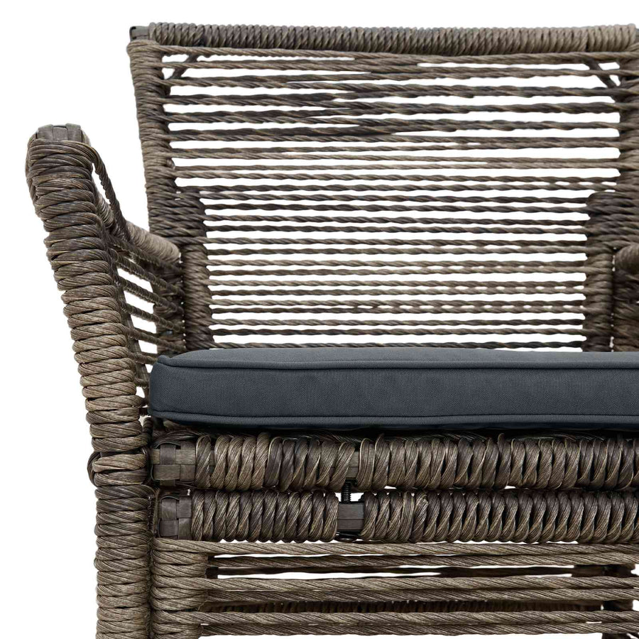 Buitenstoel met kussen 2 pcs Grijs en Donkergrijs poly rattan