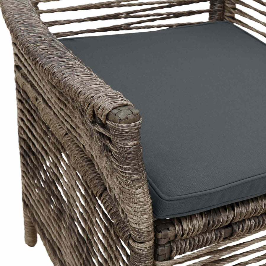 Buitenstoel met kussen 2 pcs Grijs en Donkergrijs poly rattan