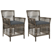 Buitenstoel met kussen 2 pcs Grijs en Donkergrijs poly rattan
