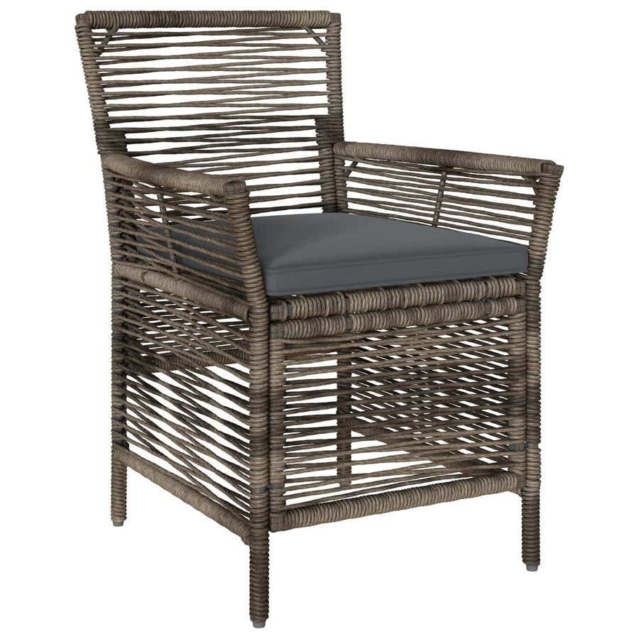 Buitenstoel met kussen 2 pcs Grijs en Donkergrijs poly rattan
