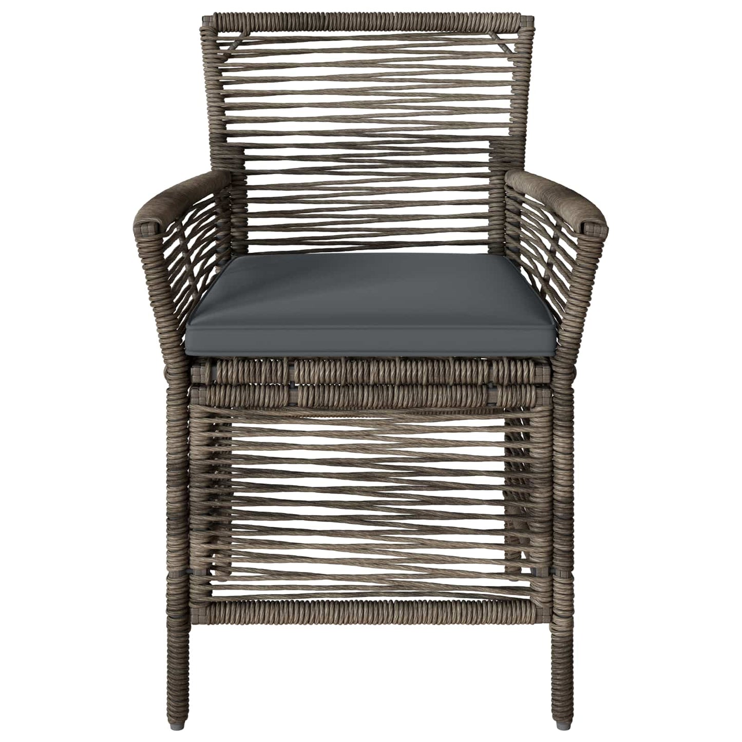 Buitenstoel met kussen 2 pcs Grijs en Donkergrijs poly rattan