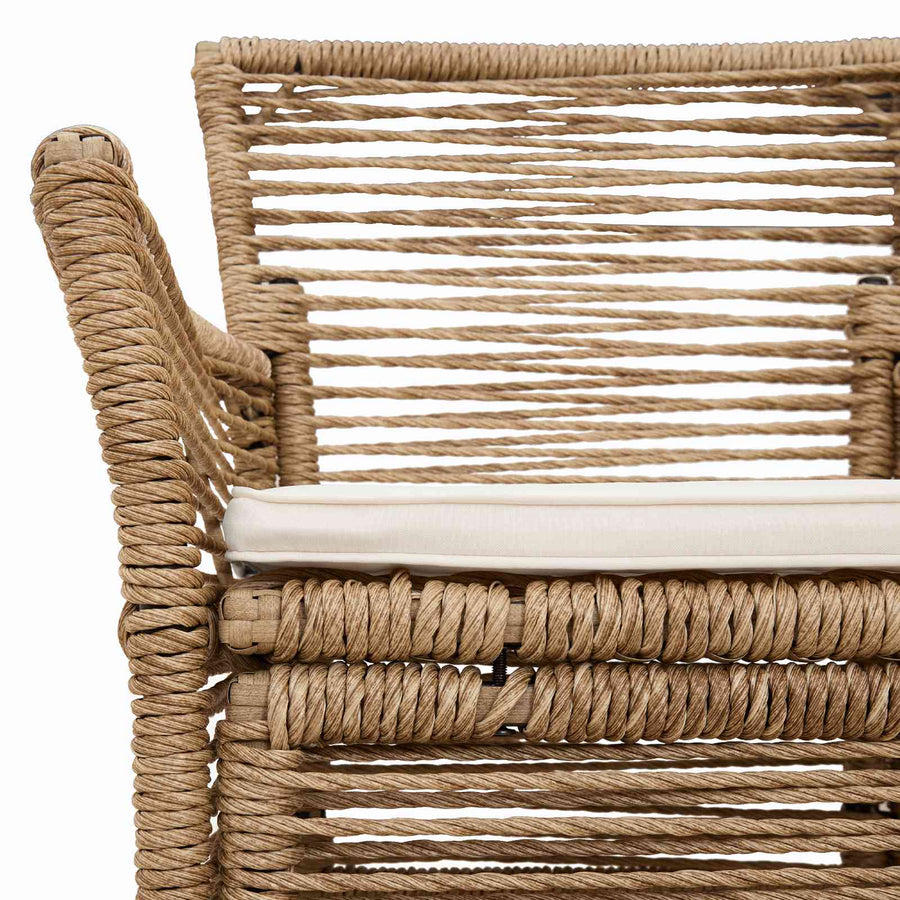 Buitenstoel met kussen 2 pcs Beige en Crème poly rattan