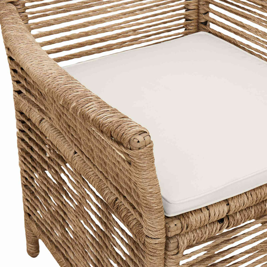 Buitenstoel met kussen 2 pcs Beige en Crème poly rattan