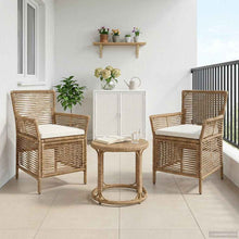 Buitenstoel met kussen 2 pcs Beige en Crème poly rattan