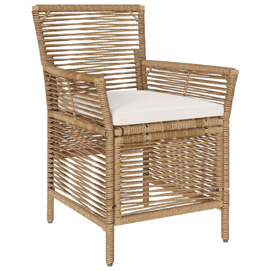 Buitenstoel met kussen 2 pcs Beige en Crème poly rattan