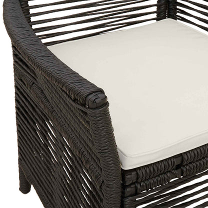 Buitenstoel met kussen 4 pcs Zwart en Crème poly rattan