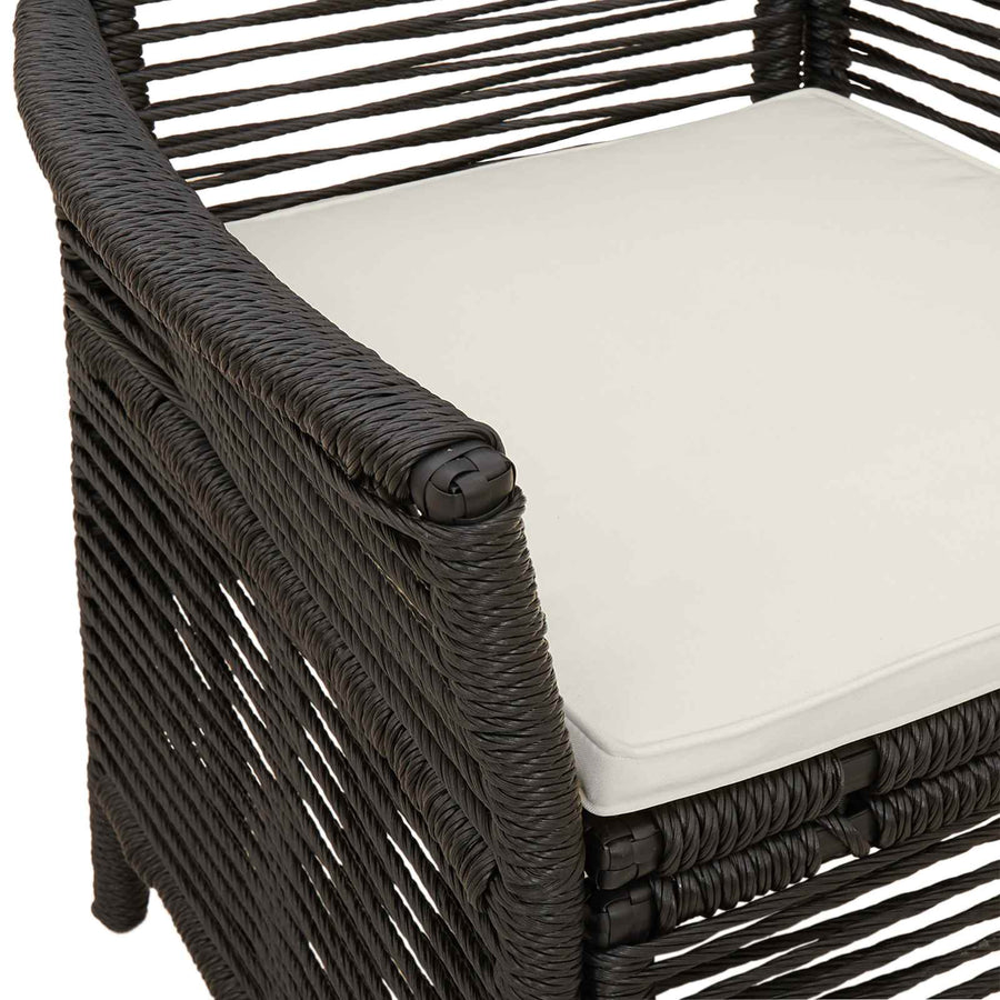 Buitenstoel met kussen 4 pcs Zwart en Crème poly rattan